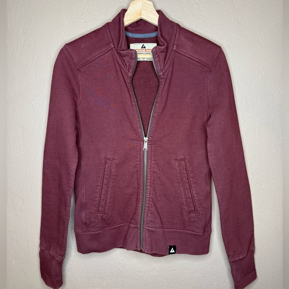 American Giant Burgundy Full Zip Heavyweight Sweatshirt Size XS Outerwear Comfy